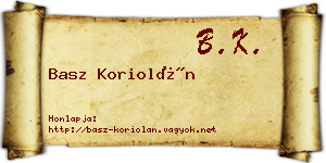 Basz Koriolán névjegykártya